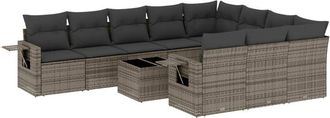 vidaXL Set De Sof&aacute;s De Jard&iacute;n 11 Pzas Y Cojines Rat&aacute;n Sint&eacute;tico Gris Vidaxl
