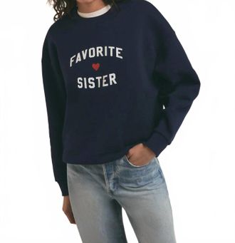 Favorite Daughter Favorite Sister Heart Logo Sweatshirt In Navy