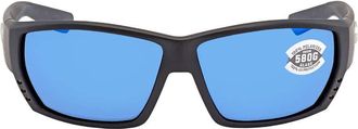 Costa TUNA ALLEY Blue Mirror Polarized Glass Wrap Mens Sunglasses TA 11 OBMGLP 62
