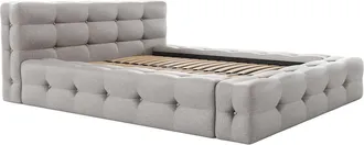 Pascal Morabito Cama capiton&eacute; 180 x 200 cm - Tela jaspeada - Gris claro - LERUCO de Pascal Morabito