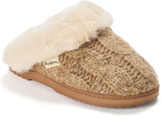 Dearfoams Womens Nicki Knit Scuff Cable Knit Slippers