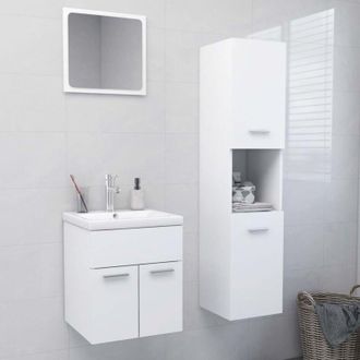 vidaXL Juego De Muebles De Ba&ntilde;o Madera De Ingenier&iacute;a Blanco Vidaxl