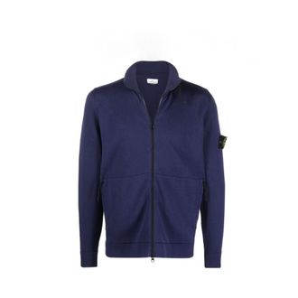 Stone Island Blauwe Stretch Katoenen Vest - Heren - Vesten - Blauw - L - Katoen - Truien & Vesten