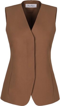 Max Mara Vest - Dames - Gillet - Bruin - S - Katoen - Kostuums