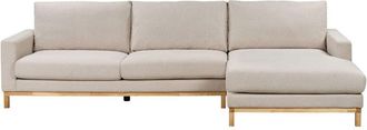 Beliani Left Hand Corner Sofa Beige Polyester Upholstery Wooden Legs Stylish SIGGARD