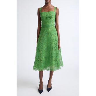 Carolina Herrera Hydrangea Lace Cocktail Dress in Lawn Green at Nordstrom, Size 10