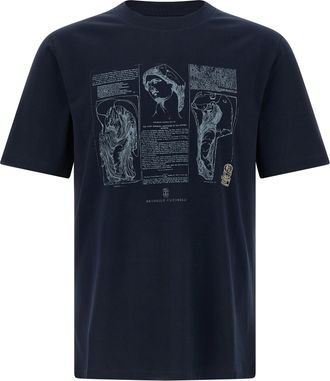 Brunello Cucinelli Blue Cotton Mens T-Shirt
