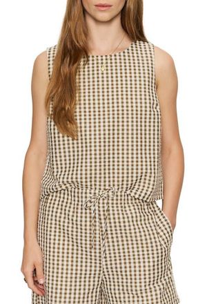 Sanctuary Better Days Gingham Cotton Seersucker Top in Timber Green/White at Nordstrom, Size Xx-Small