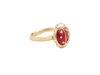 Kendra Scott Lady Bug Band Womens Ring Womens Ring Gold Red Vermillion Magnesite : 7, Brass