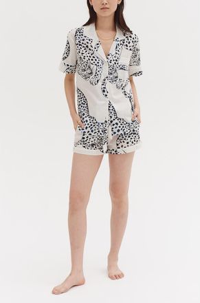 Desmond & Dempsey Short Sleeve Pajama Set in Jag Cream at Nordstrom, Size X-Small Uk