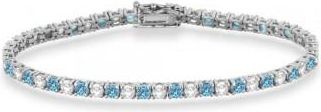 Allurez Alternating Diamond & Aquamarine Eternity Tennis Bracelet 14K White Gold (8.37ct)