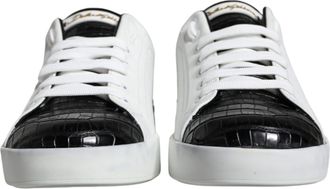 Dolce & Gabbana Black Leather Logo Portofino Sneaker Mens Shoes (Pre-Owned)