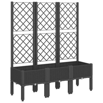 Berkfield Home Garden Planter with Trellis Black 120x40x142 cm PP | Size: 120 x 40 x 142 cm