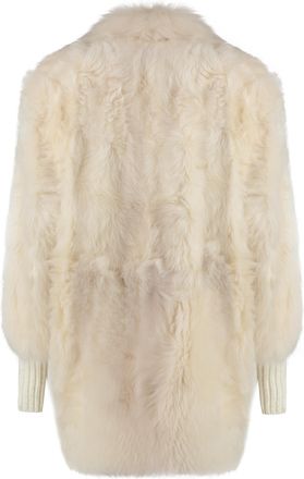 Fabiana Filippi Womens Shearling Overcoat - Ivory Sheepskin - Size EU 38 (Womens)