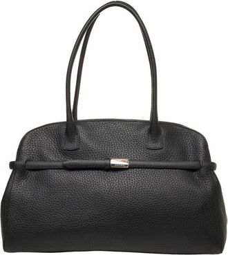 Orciani Hammered Leather Handbag With Zip Closure And Slim Handles