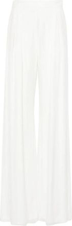 Max Mara Bruidszijden Palazzo Broek - Dames - Wijde Broeken - Wit - XS - Broeken