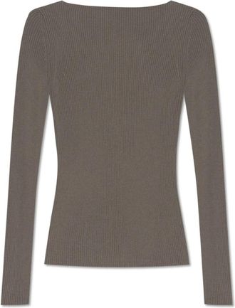 Rick Owens Top met uitgesneden rug - Dames - Longsleeves - Grijs - S - Wol - Tops