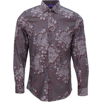 Lords of Harlech Norman Button-Up Shirt in Random Paisley Smoke at Nordstrom, Size Xx-Large