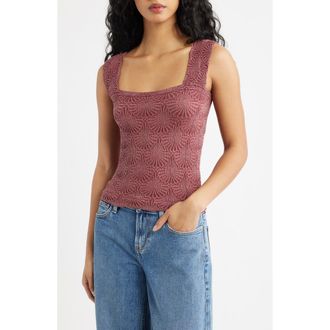 Free People Love Letter Floral Knit Camisole in Pomegranate at Nordstrom, Size X-Small