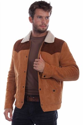 Scully Mens Yellowstone Snap Front Suede Jacket In Tan