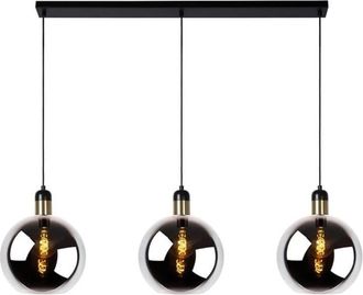 Lucide L&aacute;mpara de techo 3 luces en metal y cristal ahumado 105cm