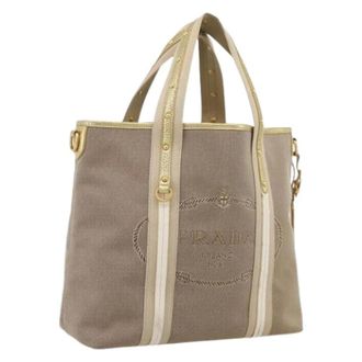 Prada Borsa Tote Pre-owned in Tela - - Pre-owned - Donna - Beige - ONE SIZE