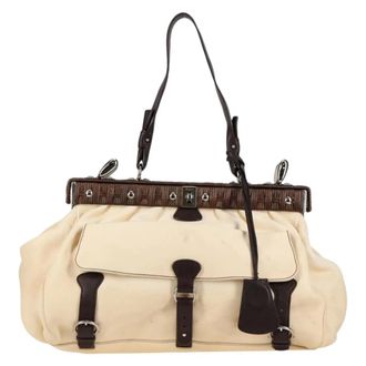 Ferragamo Gancini Leather Beige Leather Handbag (Pre-Owned)