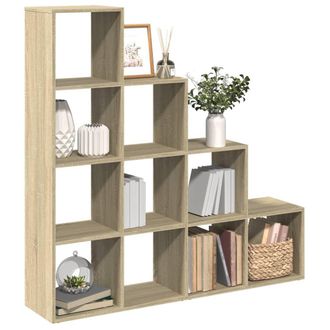 Berkfield Home Room Divider Bookcase 4-Tier Sonoma Oak 131.5x29x131.5 cm Engineered Wood in Brown