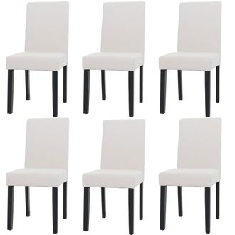 Hhg [nunca Usado] Lote De 6 Sillas De Comedor Littau, Silla De Cocina Respaldo Alto, Tela/textil Cuerda Madera, Crema, Patas Oscuras