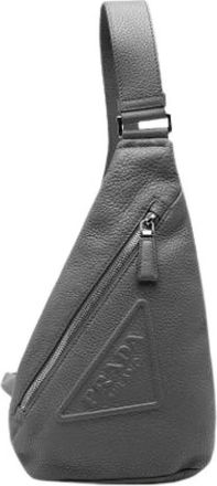 Prada Pre-owned Cross Body Bags, female, Gray, Size: ONE SIZE Pre-owned Leather Crossbody Bag