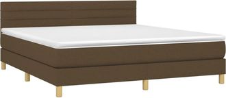vidaXL Vidaxl - Cama Box Spring Con Colch&oacute;n Tela Marr&oacute;n Oscuro 160x200 Cm