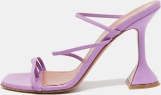 Amina Muaddi Purple Leather Naima Sandals