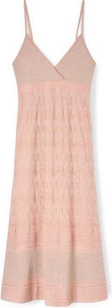 Motivi Lang patroon lurex gebreide jurk - Dames - Casual kleedjes - Roze - L - Polyester - Kleedjes