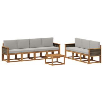 vidaXL Conjunto De Sof&aacute;s De Exterior 7 Pcs Natural Y Gris Claro Vidaxl