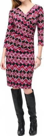 Joseph Ribkoff Geometric Faux Wrap Sheath Dress In Black/multi