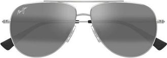 Maui Jim Hauloli XS 56mm Polarized Aviator Sunglasses in Silver at Nordstrom