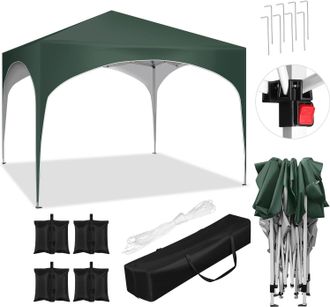 Woltu Cenador De Jard&iacute;n 3x3m Verde +set 4 Sacos De Arena - Woltu