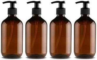 OEM Set Di 4 Dispenser Di Sapone In Plastica Pet - 500 Ml - Con Pompa Per Lozione Nera - Ideale Per Cucina E Bagno Dengyank-crezuo