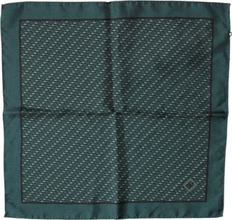 Dolce & Gabbana Mens Dark Green Silk Patterned Handkerchief 32cm X 31cm Scarf