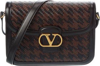 Valentino Vlogo Signature Woven Leather Shoulder Bag