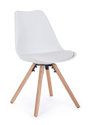 BIZZOTTO Silla de comedor en madera de haya y polipropileno, blanco