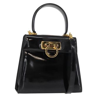 Ferragamo Gancini Handbag Patent Leather Black Patent_Leather Handbag (Pre-Owned)