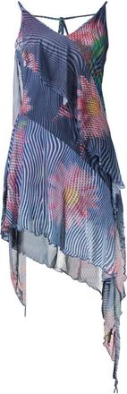 Desigual Nora Patroon Jurk - Dames - Korte kleedjes - Blauw - S - Polyester - Kleedjes
