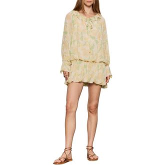 Sanctuary Floral Print Long Sleeve Minidress in Gentle Lily Yellow at Nordstrom, Size X-Small