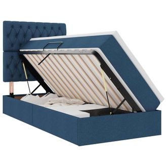 vidaXL Letto Con Contenitore E Materasso Blu 90 X 200 Cm Tessuto Vidaxl