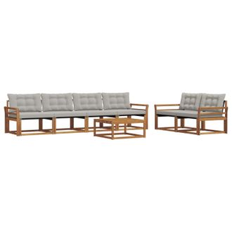 vidaXL Conjunto De Sof&aacute;s De Exterior 7 Pcs Gris Natural Y Claro Vidaxl