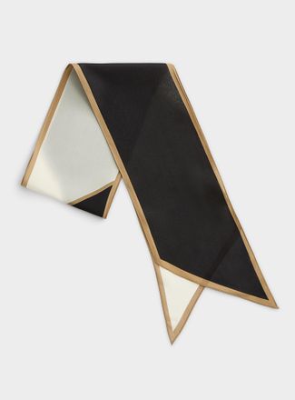 Simons Womens Pure silk colour-block tie scarf