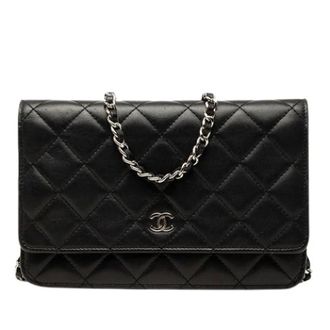 Chanel Pre-owned Wallet On Chain - Dames - Pre-owned - Zwart - Maat: ONE Size Leer
