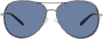 Tory Burch Navy Blue Pilot Ladies Sunglasses TY6114 32744L 58
