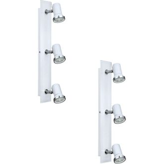 Loops 2 PACK Wall Flush Ceiling Light IP44 Bathroom Colour White Chrome GU10 3x3.3W
